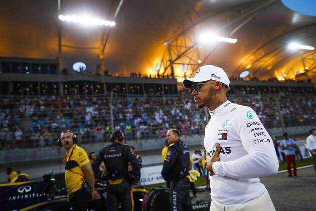 HAMILTON Lewis (gbr), Mercedes AMG F1 Petronas GP W09 Hybrid EQ Power+, portrait during 2018 Formula 1 FIA World Championship WM Weltmeisterschaft Bahrain Grand Prix, Sakhir Bahrain