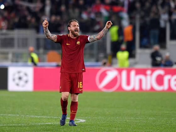 FUSSBALL CHAMPIONS LEAGUE SAISON 2017 2018 VIERTELFINALE RUECKSPIEL AS Rom - FC Barcelona Barca 10.04.2018 SCHLUSSJUBEL AS Rom; Daniele De Rossi