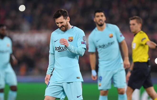 FUSSBALL CHAMPIONS LEAGUE SAISON 2017 2018 VIERTELFINALE RUECKSPIEL AS Rom - FC Barcelona Barca 10.04.2018 Enttaeuschnung Barca; Lionel Messi