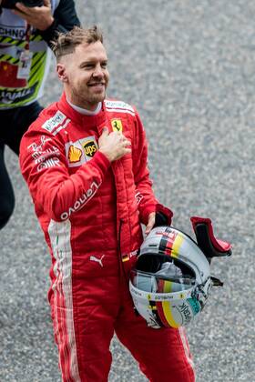 German F1 Sebastian Vettel of Ferrari reacts after winning the pole position in the qualifying session for the 2018 Formula One Chinese Grand Prix at the Shanghai International Circuit in Shanghai, China, 14 April 2018. It s still early, but it looks like Ferrari is back. Ferrari s Sebastian Vettel claimed pole position for Sunday s Chinese Grand Prix, where the German will be going for his third straight victory to open the Formula One season. Vettel and Ferrari teammate Kimi Raikkonen will start on the first row in Shanghai. Mercedes, which has dominated the last four seasons, will start on the second row with Valtteri Bottas ahead of No. 4 Lewis Hamilton - the defending and four-time series champion. The famous Italian team has not won a season title in 11 years with Kimi Raikkonen champion in 2007. But Bottas is already hinting that rival Ferrari is the team to beat. Vettel takes pole in China, and Ferrari looks like it s back 