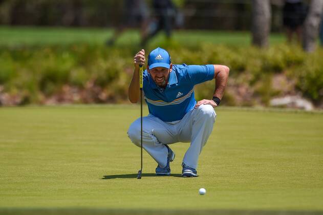 SAN ANTONIO, TX - APRIL 19: Sergio Garcia lines up a putt during the first round of the Valero Texas Open at the TPC San Antonio Oaks Course in San Antonio, TX on April 19, 2018. (Photo by Daniel Dunn Icon Sportswire) GOLF: APR 19 PGA Golf Herren - Valero Texas Open Icon18041901 EDITORIAL USE ONLY