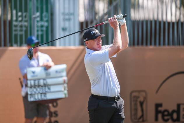 SAN ANTONIO, TX - APRIL 19: Martin Piller watches his drive during the first round of the Valero Texas Open at the TPC San Antonio Oaks Course in San Antonio, TX on April 19, 2018. (Photo by Daniel Dunn Icon Sportswire) GOLF: APR 19 PGA Golf Herren - Valero Texas Open Icon18041911 EDITORIAL USE ONLY