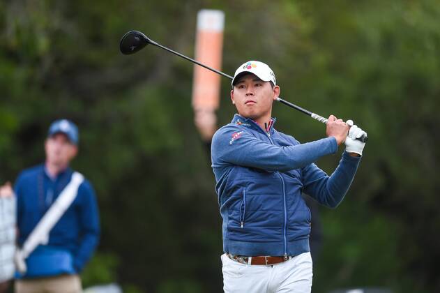SAN ANTONIO, TX - APRIL 20: Si Woo Kim watches his tee shot during the second round of the Valero Texas Open at the TPC San Antonio Oaks Course in San Antonio, TX on April 20, 2018. (Photo by Daniel Dunn Icon Sportswire) GOLF: APR 20 PGA Golf Herren - Valero Texas Open Icon18042013 EDITORIAL USE ONLY