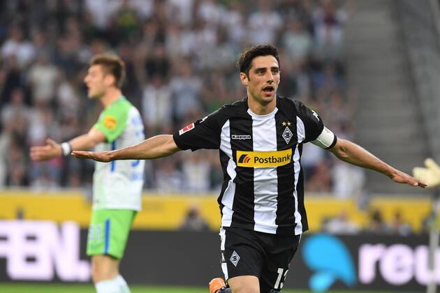 Soccer 1 BL Season 2017 2018 Round 31 Borussia Moenchengladbach vs VFL Wolfsburg 20 04 2018 Stadion im Borussia Park Moenchengladbach Lars Stindl Gladbach Torjubel
