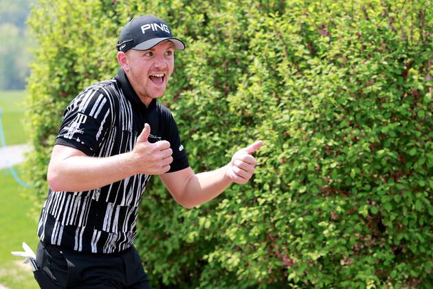 Matt Wallace of England competes in the first round of the 2018 Volvo China Open golf tournament in Beijing, China, 26 April 2018. Golf players tee off 2018 Volvo China Open  20180426_26144