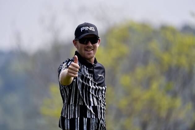 Matt Wallace of England competes in the first round of the 2018 Volvo China Open golf tournament in Beijing, China, 26 April 2018. Golf players tee off 2018 Volvo China Open  20180426_26139
