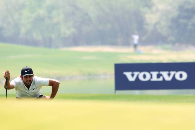 Alexander Levy of France competes in the first round of the 2018 Volvo China Open golf tournament in Beijing, China, 26 April 2018. Golf players tee off 2018 Volvo China Open  20180426_06176