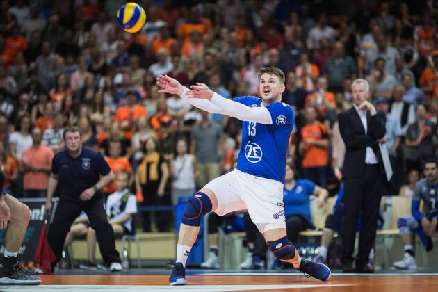 Berlin Germany 29 04 2018 Markus Steuerwald Friedrichshafen 13 at the Playoff Finale Game 2 of the Volleyball Bundesliga between Berlin Recycling Volleys and VfB Friedrichshafen