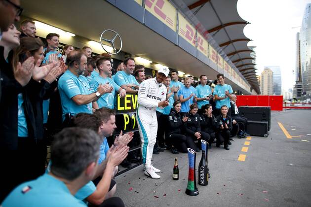 Motorsports: World Championship WM Weltmeisterschaft 2018; Grand Prix Azerbaijan, Grand Prix of Europe, Formula 1 2018 Azerbaijan Grand Prix, 44 Lewis Hamilton (GBR, Mercedes AMG Petronas F1 Team), Baku Azerbaijan