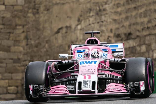 (180430) -- BAKU, April 30, 2018 -- Force India Mercedes Mexican driver Sergio Perez competes during the race of Formula 1 2018 Azerbaijan Grand Prix at Baku City Circuit in Baku, Azerbaijan, on April 29, 2018. ) (SP)AZERBAIJAN-BAKU-F1-AZERBAIJAN GRAND PRIX WuxZhuang 