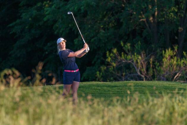 THE COLONY, TX - MAY 04: Jacqui Concolino hits her approach shot to 3 during the First Round of the Volunteers of America Texas Classic on May 4, 2018 at the Old American Golf Club in The Colony, TX. (Photo by Andrew Dieb Icon Sportswire) GOLF: MAY 04 LPGA Golf Damen - Volunteers of America Texas Classic Icon1805045491 EDITORIAL USE ONLY