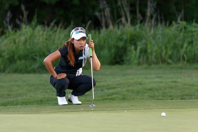 THE COLONY, TX - MAY 04: Jenny Shin of Korea lines up her putt on the 3rd green during the First Round of the Volunteers of America Texas Classic on May 4, 2018 at the Old American Golf Club in The Colony, TX. (Photo by Andrew Dieb Icon Sportswire) GOLF: MAY 04 LPGA Golf Damen - Volunteers of America Texas Classic Icon1805046121 EDITORIAL USE ONLY