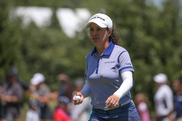 THE COLONY, TX - MAY 05: Mo Martin (USA) walks off the green at hole 3 during the Volunteers of America LPGA Golf Damen Texas Classic on May 5, 2018 at the Old American Golf Club in The Colony, TX. (Photo by George Walker Icon Sportswire) GOLF: MAY 05 LPGA - Volunteers of America Texas Classic Icon18050506 EDITORIAL USE ONLY