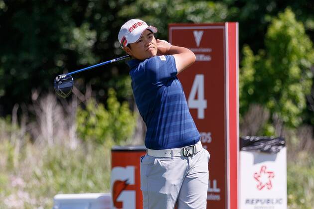 THE COLONY, TX - MAY 05: Wei-Ling Hsu hits her tee shot on 4 during the LPGA Golf Damen Volunteers of America Texas Classic on May 5, 2018 at the Old American Golf Club in The Colony, TX. (Photo by Andrew Dieb Icon Sportswire) GOLF: MAY 05 LPGA - Volunteers of America Texas Classic Icon180505026 EDITORIAL USE ONLY
