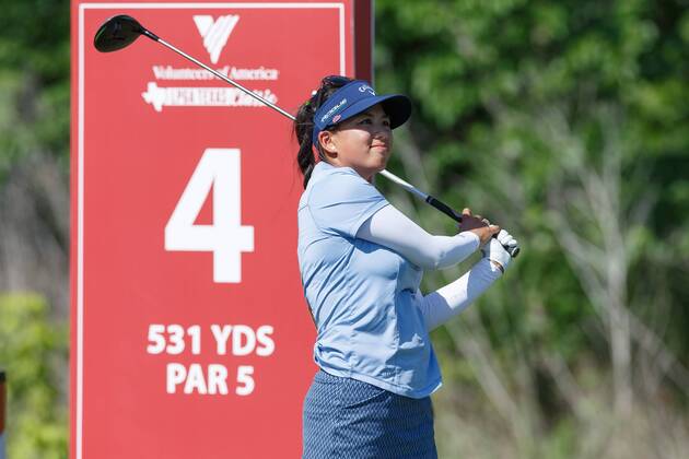 THE COLONY, TX - MAY 05: Brianna Do hits her tee shot on 4 during the LPGA Golf Damen Volunteers of America Texas Classic on May 5, 2018 at the Old American Golf Club in The Colony, TX. (Photo by Andrew Dieb Icon Sportswire) GOLF: MAY 05 LPGA - Volunteers of America Texas Classic Icon180505266 EDITORIAL USE ONLY