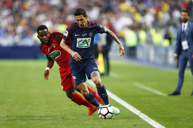 DI MARIA Angel (PSG) vs Rodrigue Bongongui (Les Herbiers) FOOTBALL : Les Herbiers vs Paris Saint Germain - Finale Coupe de France - 08 05 2018 GwendolineLeGoff Panoramic 