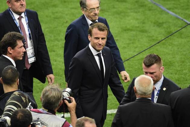 Emmanuel Macron - president de la Republique Nole Le Graet - president FFF FOOTBALL : Les herbiers vs PSG - Finale de la Coupe de France - St Denis - 08 05 2018 JBAutissier Panoramic 
