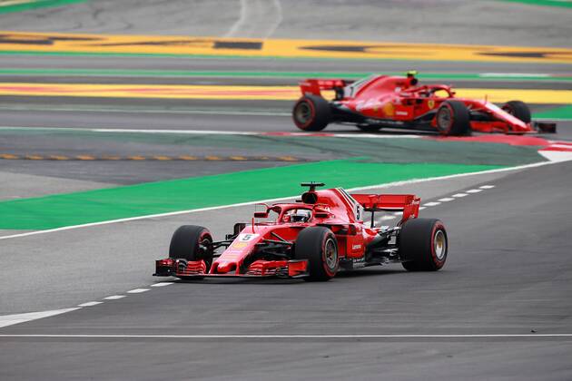 Photo4 LaPresse 12 05 2018 Barcelona, Spain Grand Prix Formula One Spain 2018 In the pic: Sebastian Vettel (GER) Scuderia Ferrari SF71H leads Kimi Raikkonen (FIN) Scuderia Ferrari SF71H & xa9; Photo4 LaPresse 12 05 2018 Barcelona, Spain Sport Grand Prix Formula One Spain 2018 In the pic: Sebastian Vettel (GER) Scuderia Ferrari SF71H leads Kimi Raikkonen (FIN) Scuderia Ferrari SF71H  Copyright: xPhoto4 LaPressex