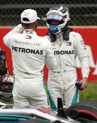 Motorsports: FIA Formula One World Championship WM Weltmeisterschaft 2018, Grand Prix of Spain, 44 Lewis Hamilton (GBR, Mercedes AMG Petronas Motorsport), 77 Valtteri Bottas (FIN, Mercedes AMG Petronas Motorsport), Barcelona Spain