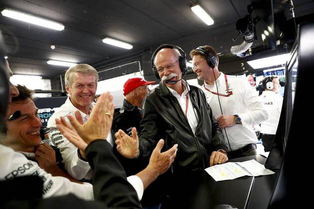 Motorsports: FIA Formula One World Championship WM Weltmeisterschaft 2018, Grand Prix of Spain, Toto Wolff (AUT, Mercedes AMG Petronas Motorsport), Prof. Dr. Thomas Weber, Dr. Dieter Zetsche, Ola Kaellenius Barcelona Spain