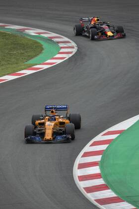 May 12, 2018 - Montmelo, Spain - 14 Fernando Alonso from Spain with McLaren Renault MCL33 and 33 Max Verstappen Max from Netherlands Aston Martin Red Bull Tag Heuer RB14 during the Spanish Formula One Grand Prix at Circuit de Catalunya on March 12, 2018 in Montmelo, Spain. Spanish F1 Grand Prix - Qualifying  - ZUMAn230 20180512_zaa_n230_638 Copyright: xXavierxBonillax