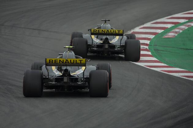 May 12, 2018 - Montmelo, Spain - Renault drivers during the Spanish Formula One Grand Prix at Circuit de Catalunya on March 12, 2018 in Montmelo, Spain. Spanish F1 Grand Prix - Qualifying  - ZUMAn230 20180512_zaa_n230_703 Copyright: xXavierxBonillax