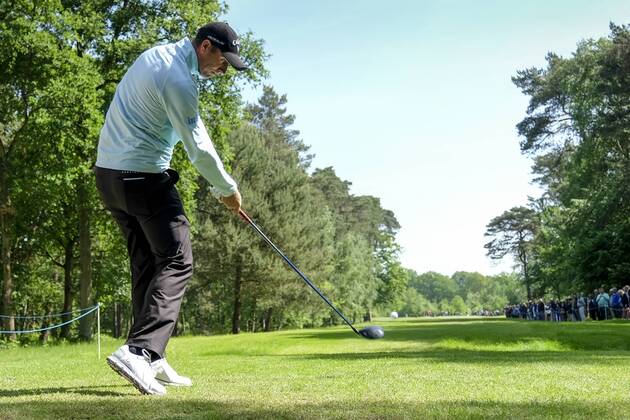 Belgian Nicolas Colsaerts pictured in action during the first round (out of four) of the Belgian Knockout golf tournament in Schilde, part of the European Tour, Thursday 17 May 2018. DIRKxWAEM x05347484x