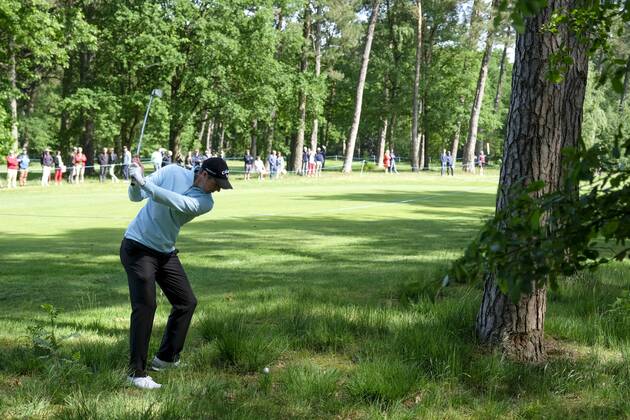 Belgian Nicolas Colsaerts pictured in action during the first round (out of four) of the Belgian Knockout golf tournament in Schilde, part of the European Tour, Thursday 17 May 2018. DIRKxWAEM  x05347487x