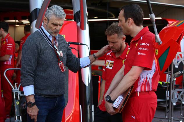 Maurizio Arrivabene Ferrari Team Principal Sebastian Vettel Scuderia Ferrari formula 1 GP Monaco 24 05 2018 Photo mspb Jean Pentin Maurizio Arrivaben Sebastian Vettel Formula 1 GP Monaco 2018