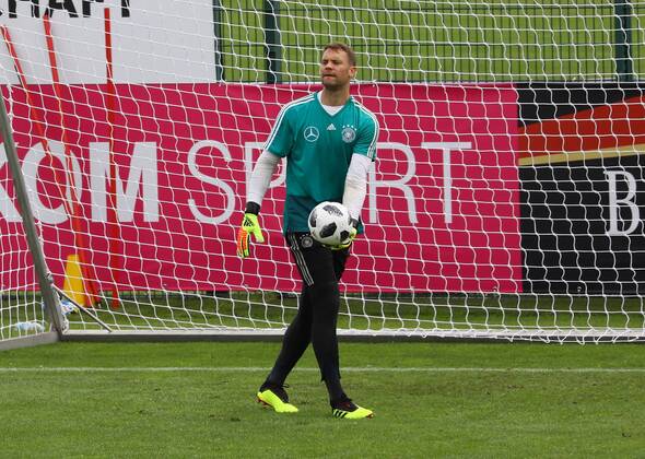 Goalkeeper Manuel Neuer Germany Germany 24 05 2018 Training of the German national team for the World Cup preparation in the sports zone Rungg in Eppan South Tyrol