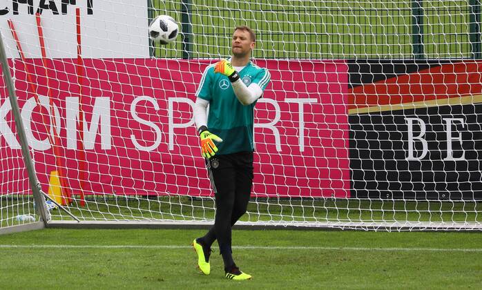 Goalkeeper Manuel Neuer Germany Germany 24 05 2018 Training of the German national team for the World Cup preparation in the sports zone Rungg in Eppan South Tyrol