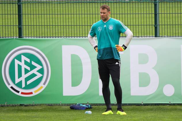 Goalkeeper Manuel Neuer Germany Germany 24 05 2018 Training of the German national team for the World Cup preparation in the sports zone Rungg in Eppan South Tyrol
