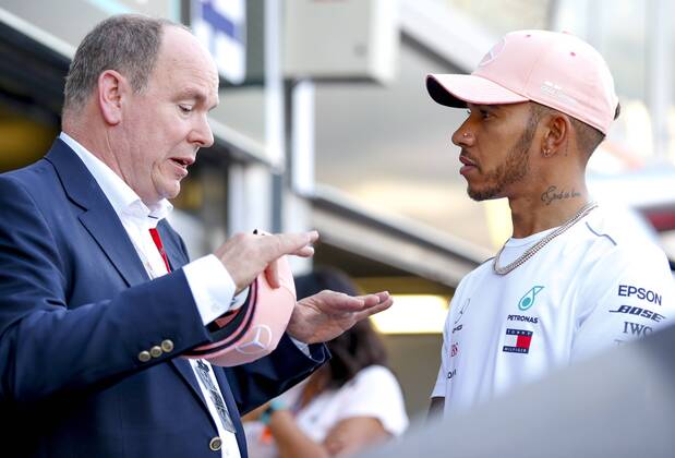 Motorsports: FIA Formula One World Championship WM Weltmeisterschaft 2018, Grand Prix of Monaco, Prince Albert II of Monaco, 44 Lewis Hamilton (GBR, Mercedes AMG Petronas Motorsport), Monte Carlo Monaco