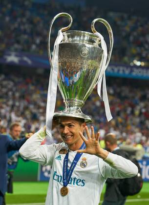 Cristiano RONALDO Real Madrid 7 with Champions League Cup Trophée Pott ceremony REAL MADRID FC LIVERPOOL Football UEFA Champions League Final Kiev Ukraine May 26 2018 CL Season 2017 2018