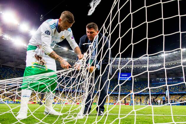 180526 Sergio Ramos or Real Madrid after the UEFA Champions League final between Real Madrid and Liverpool on May 26, 2018 in Kyiv Photo Vegard Wivestad GRAD PICTURE BENCH N Code VG 170178  Copyright: VEGARDxWIVESTADxGR¯TT BB180526ZU047