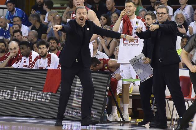Photo Richard Morgano - LaPresse 30 May 2018 - Brescia (Italy) Basket Serie A basket season 2017-2018 Playoff Semifinals Game 4 Germani Brescia vs EA7 Emporio Armani Olimpia Milano In the pic: Simone Pianigiani Copyright: xLaPresse RichardxMorganox