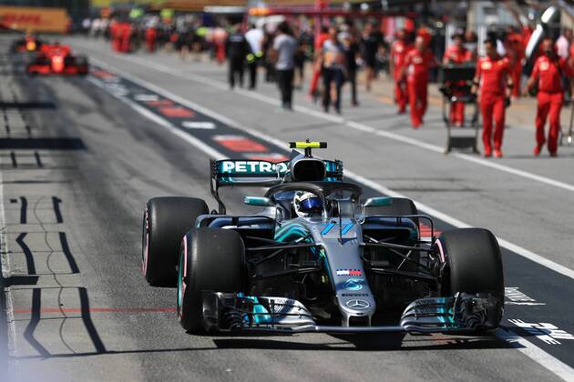 9th June 2018, Circuit Gilles-Villeneuve, Montreal, Canada; Canadian Formula One Grand Prix, qualification; Mercedes AMG Petronas Motorsport; Valtteri Bottas takes 2nd on pole  ActionPlus12035018 Octane