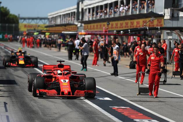 9th June 2018, Circuit Gilles-Villeneuve, Montreal, Canada; Canadian Formula One Grand Prix, qualification; Scuderia Ferrari, Sebastian Vettel takes pole  ActionPlus12035019 Octane