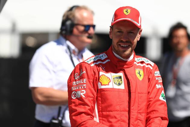 9th June 2018, Circuit Gilles-Villeneuve, Montreal, Canada; Canadian Formula One Grand Prix, qualification; Scuderia Ferrari, Sebastian Vettel takes pole  ActionPlus12035022 Octane