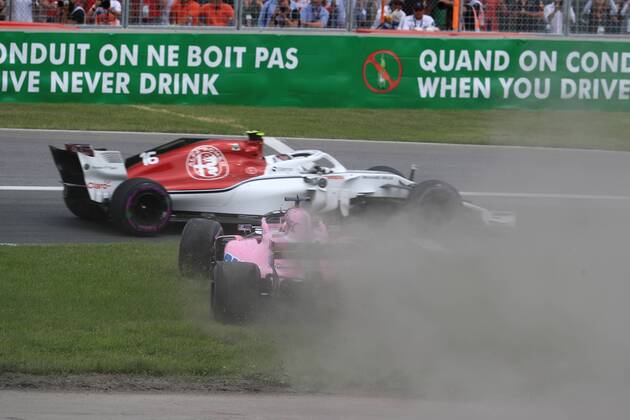 10th June 2018, Circuit Gilles-Villeneuve, Montreal, Canada; Canadian Formula One Grand Prix, race day; Sahara Force India; Sergio Perez goes off course and back on in the chicane  ActionPlus12035557 Octane