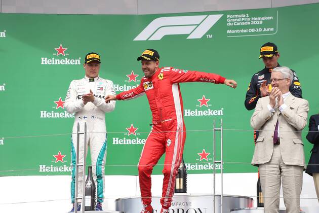 Photo4 LaPresse 10 06 2018 Montreal, Canada Grand Prix Formula One Canada 2018 In the pic: the podium, winner Sebastian Vettel (GER) Scuderia Ferrari SF71H  Copyright: xPhoto4 LaPressex