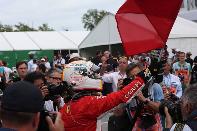 Photo4 LaPresse 10 06 2018 Montreal, Canada Grand Prix Formula One Canada 2018 In the pic: Sebastian Vettel (GER) Scuderia Ferrari SF71H celebrates his victory in Parc ferme  Copyright: xPhoto4 LaPressex