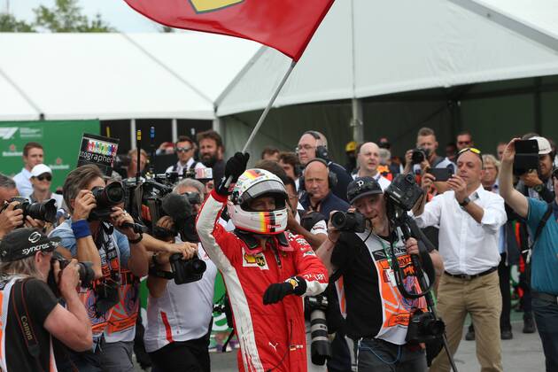 Photo4 LaPresse 10 06 2018 Montreal, Canada Grand Prix Formula One Canada 2018 In the pic: Sebastian Vettel (GER) Scuderia Ferrari SF71H celebrates his victory in Parc ferme  Copyright: xPhoto4 LaPressex