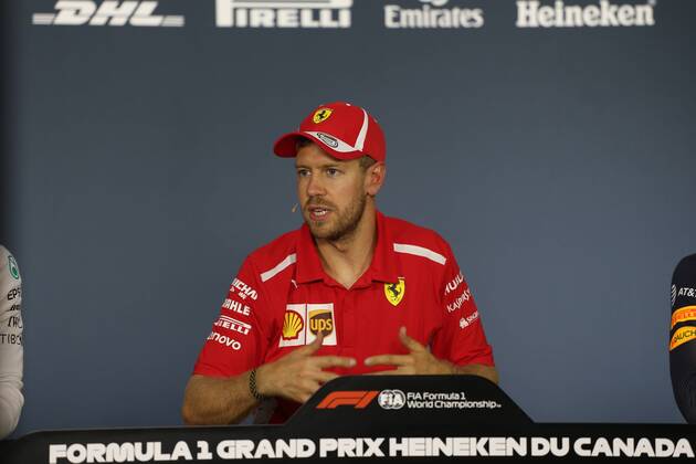 Photo4 LaPresse 10 06 2018 Montreal, Canada Grand Prix Formula One Canada 2018 In the pic: after race Official Fia press conference PK Pressekonferenz Sebastian Vettel (GER) Scuderia Ferrari SF71H  Copyright: xPhoto4 LaPressex