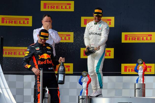 June 24, 2018 - Le Castellet, Var, France - Mercedes 44 Driver LEWIS HAMILTON (GBR) win the Formula one French Grand Prix at the Paul Ricard circuit at Le Castellet - France, Max Verstappen finish second and Kimi Raikkonen third. F1 2018: French Grand Prix : Lewis Hamilton won - ZUMAp119 20180624_zaf_p119_005 Copyright: xPierrexSteveninx