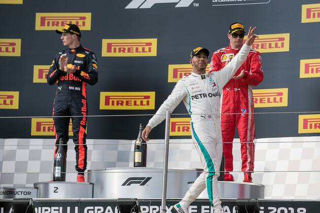 vl Max Verstappen Red Bull Racing Lewis Hamilton Mercedes AMG Petronas Formula One Team and Kimi Raikkoenen Scuderia Ferrari Grand Prix of France 2018 Race Motorsport Formula 1 24 06 2018 Le Castellet Copyright: xEibner-Pressefoto Illmannx EP_eer