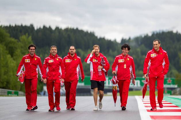 28 06 2018 Red Bull Ring Spielberg AUT FIA Formula 1 Grand Prix of Austria Previews of the Tour Sebastian Vettel GER Scuderia Ferrari German Formula One driver Sebastian Vettel of Scuderia Ferrari during the Austrian Formula One Grand Prix at the Red Bull Ring in Spielberg France on 2018 06 28 Spielberg  EP_ang
