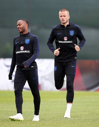 England Training Jamie Vardy of England and Eric Dier of England during training at Stadium Spartak , England?s training base, Zelenogorsk Content Not Available For UK Newspapers Copyright: xPaulxChestertonx FIL-11974-0016