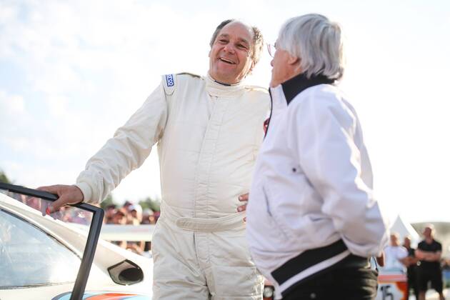 FORMULA 1 - GP of Austria 2018 SPIELBERG,AUSTRIA,30.JUN.18 - MOTORSPORTS - Grand Prix of Austria, Red Bull Ring, legends parade. Image shows Gerhard Berger (Porsche 935) and Bernie Ecclestone. GEPAxpictures xDanielxGoetzhaber