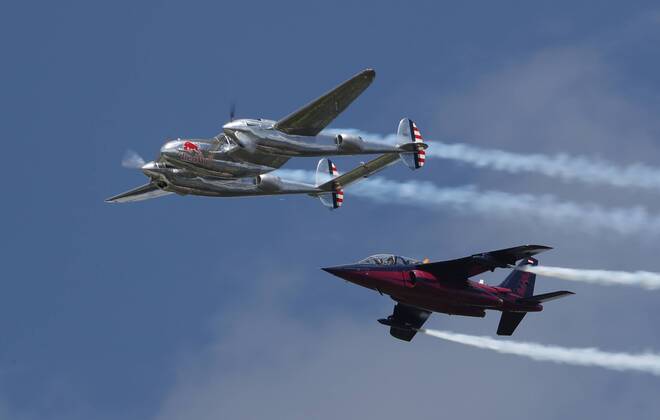 MOTORSPORTS - The Flying Bulls Air Show SPIELBERG,AUSTRIA,01.JUL.18 - MOTORSPORTS - The Flying Bulls Air Show. Image shows an airshow. GEPAxpictures xAndreasxPranter